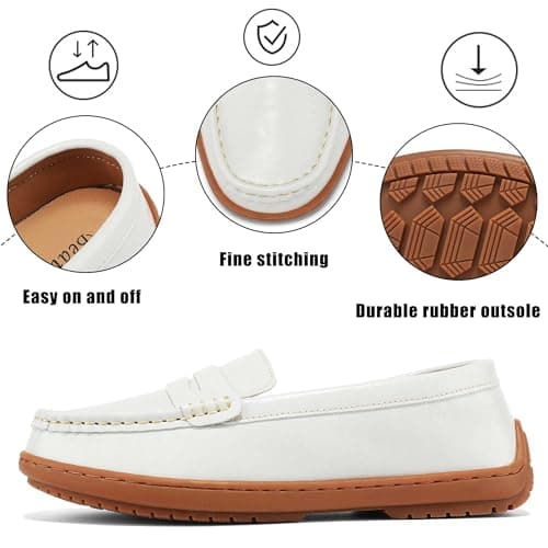 BEAUSEEN Women's Classic Handsewn Penny Loafers - Casual Slip On Moccasin Driving Shoes Lightweight Walking Flats Comfort Women Loafer Shoes, White, 10.5 US - Thumbnail 5