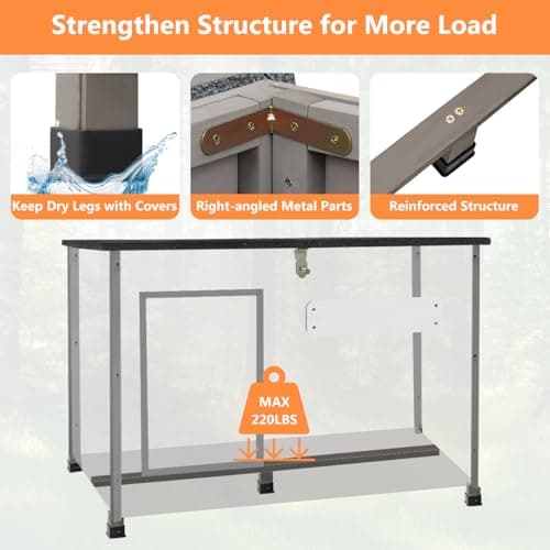 Dog House Outdoor & Indoor Anti-Chewing Iron Frame Dog Kennel Easy Clean and Assemble Openable Roof for Small to Medium Dog Breeds (32" L X 12" W X 25" H) - Thumbnail 2