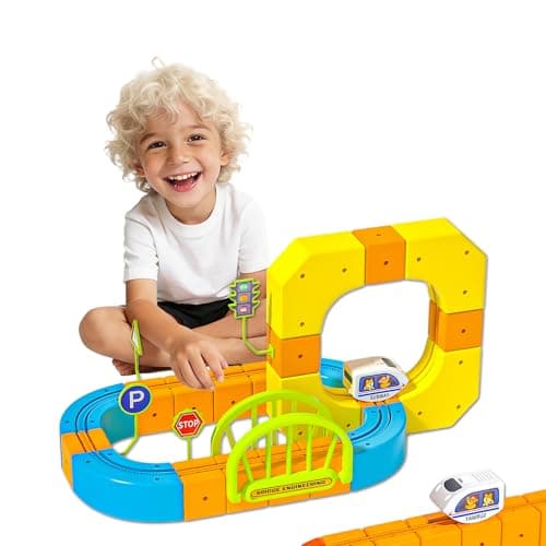 Electric Train Set for Kids, Cube Track with Motorized Engine, 3D Gravity-Defying STEM Toy for Kids Ages 3-8, Boys & Girls Building Gift (91 Pcs) - Image 1