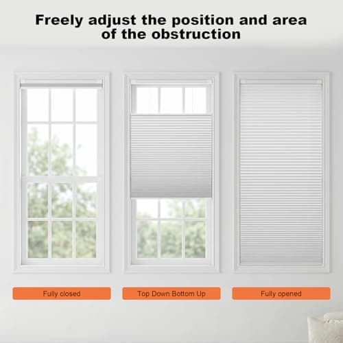 Brochao Custom Blackout Cellular Shades Cordless No Drill No Tools Honeycomb Shades for Windows, Easy to Install for Indoor Windows White - Thumbnail 2