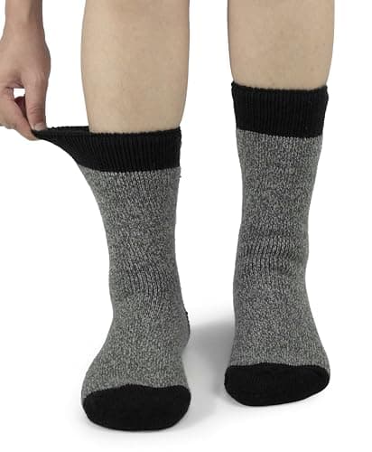 BomKinta Thermal Socks Men - Winter Warm Socks for Cold Weather Crew Socks - Cozy Soft Thick Christmas Boot Socks Light Grey Size 7-11 - Thumbnail 2