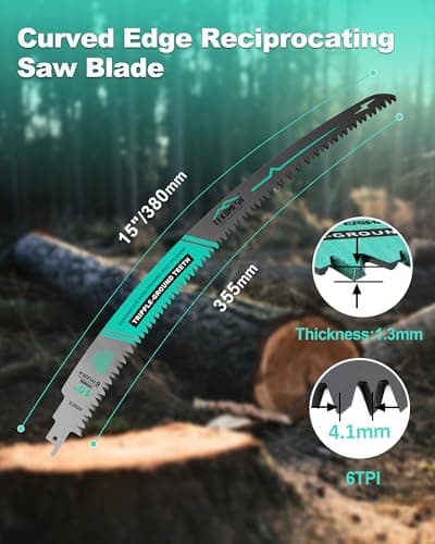 LEKOMESH 15" Japanese Teeth Reciprocating Saw Blades Wood Pruning - 4pcs Curved Edge 6TPI for Tree Trimming, Wood/PVC Pipe Cutting, Cr-V Sabre Blades Better Wear Resistance - Thumbnail 2