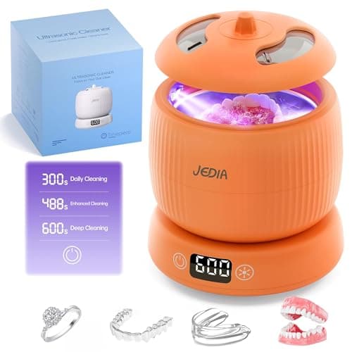 JEDIA Ultrasonic Retainer Cleaner Machine with 4 Modes – 45kHz 180ML Ultrasonic Cleaner for Retainer,Denture,Mouth Guard,Ring,Jewelry,Leak-Proof Detachable Tank & Base, Easy-to-Clean - Image 1