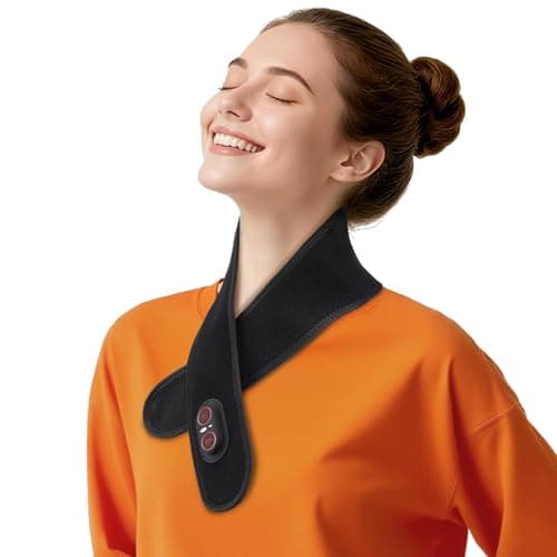 Cordless Neck Heating Pad with Massage, Neck Massager with Heat, Neck Heating Pad for Pain Electric, Heated Neck Brace Wrap with 660nm 850nm Red Light Therapy for Soreness Stiffness Pain Relief - Image 1