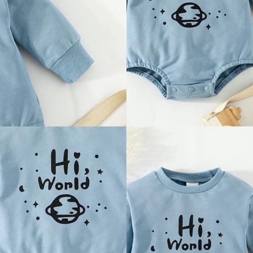 ChuYuKu Baby Boy Clothes Fall Winter 2Pcs Set Long Sleeve Newborn Onesies Sweatshirt Infant Outfits Gift 0-12M - Thumbnail 6