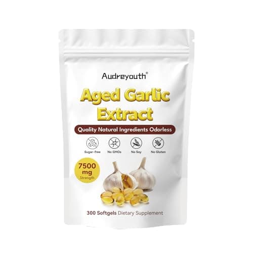 Audreyouth Odorless Garlic, 300 Softgels | 2 Years Aged Garlic Extract | Grown Allium Sativum Bulb | Natural Herbal Supplements | Non-GMO, Gluten Free - Image 1