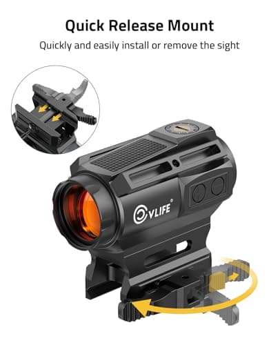 CVLIFE EagleFeather X Solar Multi-Reticle Red Dot Sight for Rifle,1x20mm 2MOA Dot 40MOA Circle Motion Awake Solar Optics with Quick Detach Mount Flip Up Covers,IPX7 Waterproof Fogproof - Thumbnail 4