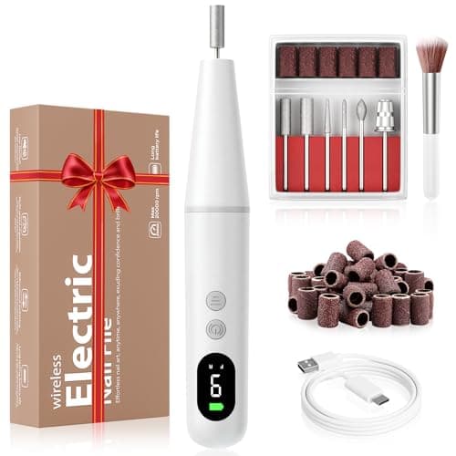 Electric Nail Drill Kit, Electric Nail File Cordless Nail Drill Machine for Acrylic Gel Dip Powder Nails, Professional Portable Manicure Pedicure Rechargeable Lightweight for Home Salon Use - Image 1