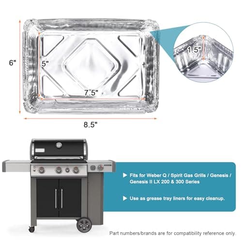 BLUES GRILL PARTS 25 Pack Aluminum Drip Pans & 4 Pack Grill Cleaning Pumice Bricks with Handle, Compatible with Weber Spirit, Genesis, Traveler, Q Series, Disposable Foil Grease Trays, for BBQ/Camping - Thumbnail 3