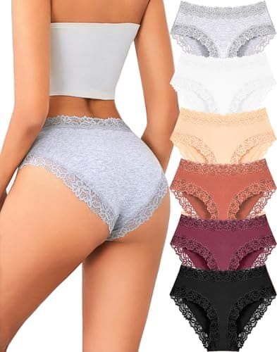 ALL OF SHE Womens Cotton Underwear Cheeky Bikini Panties Sexy Lace Briefs Soft Stretch Lingerie Fashion Women's Clothing - Image 1