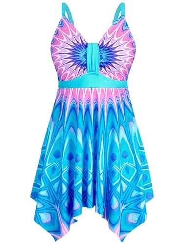 Arolina Plus Size Swimsuit for Women Swim Dress One Piece Slimming Flattering Swimsuits Swimdress Multicolor 22W - Image 1