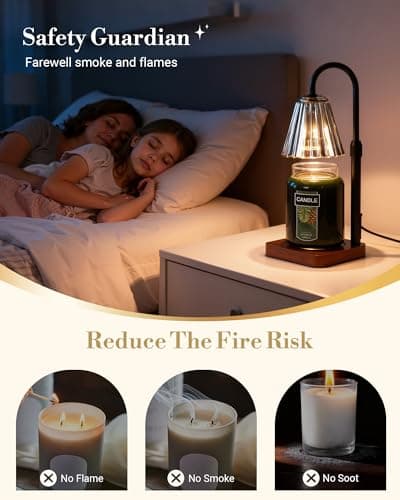 Marycele Black Candle Warmer Lamp with Timer & Dimmer Adjustable Height for Candle Jars, Mothers Day Gifts for Mom Birthday Gifts for Women Sister, Wax Candle Lamp Warmer Home Decor with 2 Bulbs - Thumbnail 2