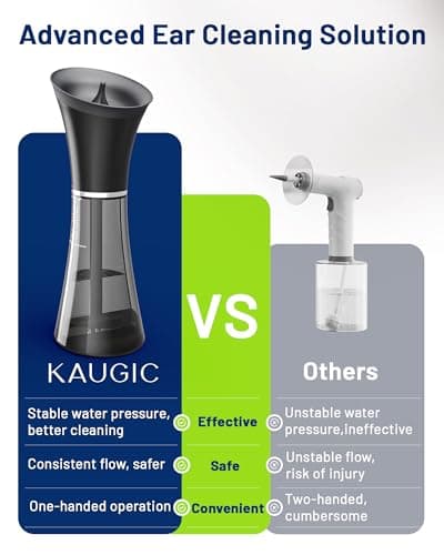 KAUGIC Upgraded Ear Wax Removal with One-Piece Waste Tank, Safe Cleaner with Water Temperature Sensor, Effective Ear Irrigation Kit, IPX7, FSA-HSA-Eligible, Semi-Transparent - Thumbnail 3