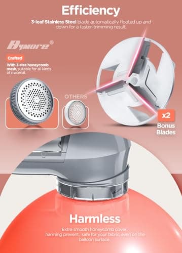 Bymore Fabric Shaver Lint Shaver for Clothes, Dual Power Lint Remover with Battery or Corded Use, Portable Sweater Shaver for Clothing, Furniture & Travel - Thumbnail 3