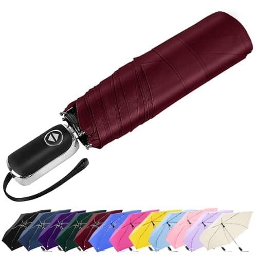 Lejorain Portable Automatic Collapsible Umbrella - Flat Mini Umbrella for Purse Strong Wind Proof Umbrellas for Rain 210T Waterproof - Image 1