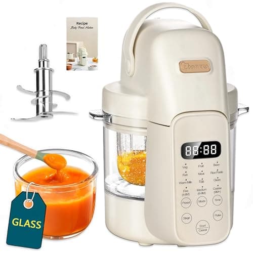 IAGREEA 9 IN 1 Glass Baby Food Maker, One Step Baby Food Processor Steamer Puree Blender Grinder Mills Machine, 10 OZ Auto Cooking & Grinding for Healthy Homemade Baby Food with 3 Age Stages, BPA-Free - Image 1