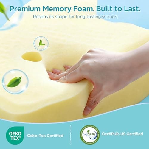 ZeroZillo Cervical Neck Pillow for Sleeping, Ergonomic Memory Foam Pillow for Neck Pain Relief, Dual Height Contour Support for Side and Back Sleepers, Cooling Breathable Pillowcase, White & Grey - Thumbnail 5