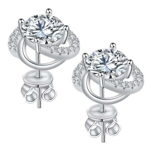 Moissanite Stud Earrings for Womens 4 Carat S925 Sterling Silver Earrings for Women D Color VVS1 Clarity Moissanite Earrings - Image 1