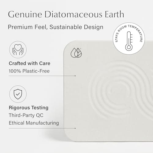 Dorai Home Bath Stone Mat 23.6"x15.4"| Luxury Diatomite Stone Bath Mat |Quickly Removes Water | Non-Slip, Quick-Dry Bath Mat for Bathroom | Zen Sandstone - 2 Pack - Thumbnail 5