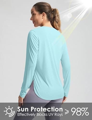 Women's Sun Shirts UPF 50+ Long Sleeve UV Protection Shirt Lightweight Quick Dry Workout Hiking Tops for Women(Light Green,XS) - Thumbnail 3