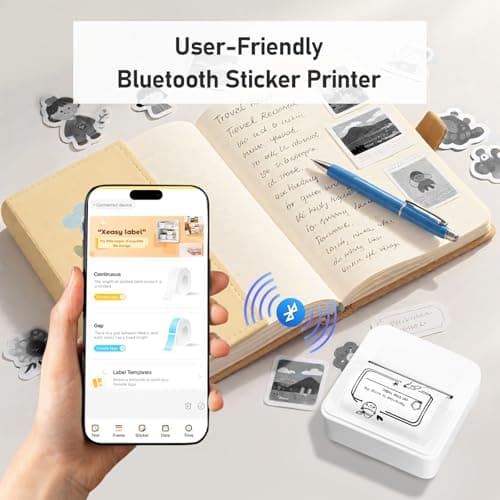 NULLTONEX Portable Thermal Mini Sticker Printer: Wireless Bluetooth Label Maker Machine for Small Business Trip Travel Home Office - 2 Inch Label Makers Perfect for iOS & Android Phone - Thumbnail 2