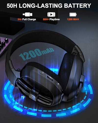 Jeecoo 2.4GHz Wireless Gaming Headset with Microphone for PC PS5 PS4, Bluetooth 5.3 Gaming Headphones with Noise Canceling Mic for Laptop, Mobile, Mac, Stereo Sound, 50+Hr Battery, Low Latency - Thumbnail 4