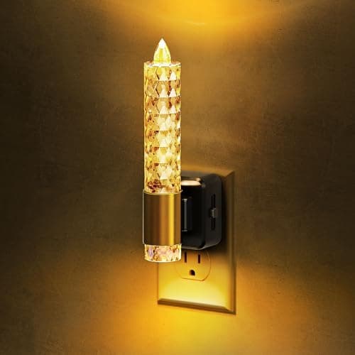 L LOHAS LED Night Light, Amber Candle Night Lights Plug into Wall, 0-100 LM Dimmable Nightlight, Plug in Acrylic Diamond Night Light with Dusk to Dawn Sensor, for Bathroom Hallway - Image 1