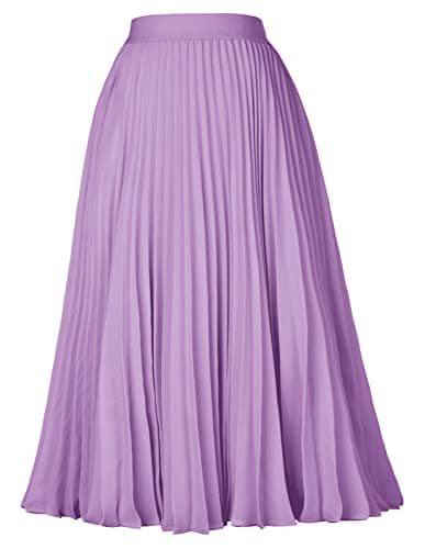 GRACE KARIN Women's Chiffon Skirts Swing Pleated Flared Swing Skirt Ice Purple XXL - Image 1
