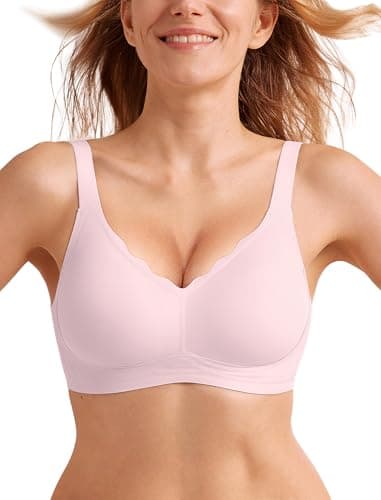 LetsJoli Wireless Push Up Bras for Women No Underwire Bralettes Supportive Everyday Bras Pink - Image 1