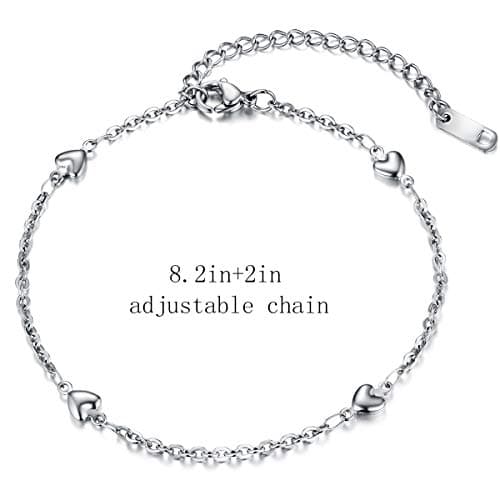hoduar Ankle Bracelet for Women, Stainless Steel Anklets Set 8.2"+2" Adjustable Waterproof Foot Chain Jewelry Gift - Thumbnail 5