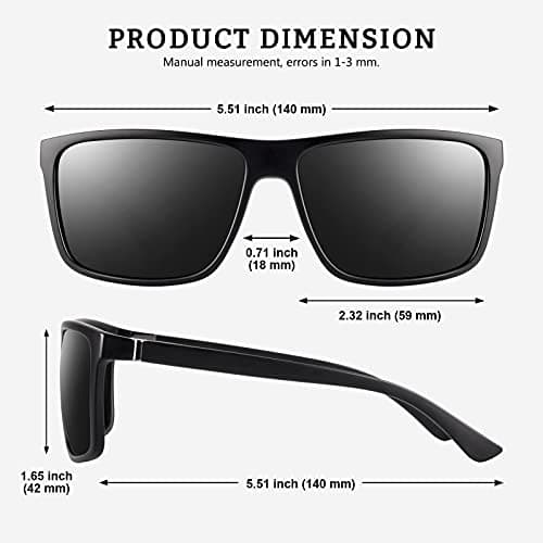 GQUEEN Retro Polarized Sunglasses Men Womens Sports UV400 Protection Rectangular Square Frame - Thumbnail 6