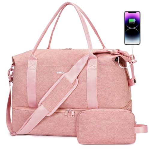 For Spirit Airlines 18x14x8 Personal Item Bag with USB Charging Port, Underseat Travel Duffel Bag with Wet Pocket & Shoes Compartment Carry On Luggage for Women Men (Pink) - Image 1