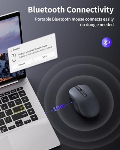 WL300 Bluetooth Mouse Silent Wireless Mice, Quiet Click, Cordless Computer Mouse with 6 Buttons, Sculpted Grip, Adjustable DPI for Laptop, PC, Mac, 18-Month Battery Life for Work or Travel ( Grey) - Thumbnail 2