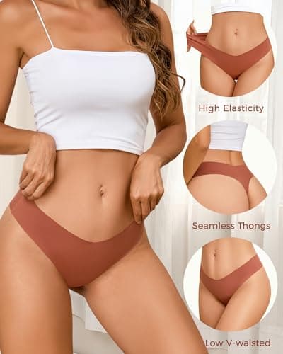 Take Talk Womens Underwear Seamless Thongs 9 Pack Sexy Panties No Show V-waisted Invisible Tangas for Fitness Clothing - Thumbnail 3