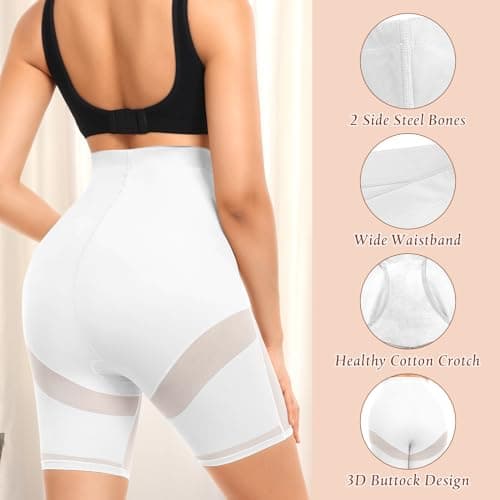 Ganado Shapewear Tummy Control Shorts for Women Cross Design High Waisted Underwear Body Shaper Stomach Shapewear - Thumbnail 2