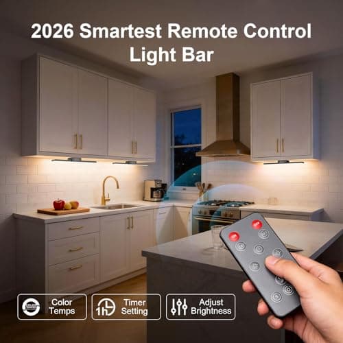 Under Cabinet Lighting with Remote & Timer, Closet Lights Motion Sensored Rechargeable 5000mAh Battery 300LM Kitchen Lighting, Under Counter Motion Lights for Kitchen 72 Magnetic Led Light Bar(Black) - Thumbnail 3