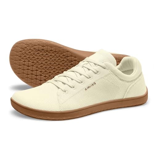 Womens Minimalist Barefoot Shoes Zero Drop Wide Toe Box Shoes Lightweight Casual Fashion Sneakers for Women(Ivory,6.0) - Image 1