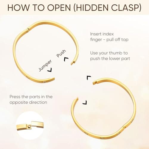 Gold Matching Bracelets for Couples - 2Pcs 18K Gold Plated Stainless Steel Bangles Couple's Match Bracelet Boyfriend Trendy Jewelry, Couple Bracelet Birthday Anniversary Valentines Day Gift for Her - Thumbnail 5