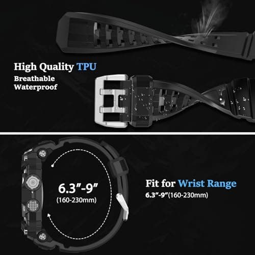 SUPLINK Rugged Case with Band for 45mm Apple Watch Bands for Men, Compatible with Apple Watch Series 9/8/7 Band, Enhanced Protective Bumper Cover for iWatch Bands Men (Silver) - Thumbnail 6