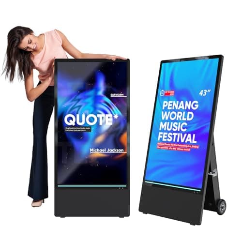 MWE 43 Inch Outdoor Digital Signage Display, Portable Battery Powered High Brightness Screen Advertising Display Kiosk, Movable Waterproof Digital Poster, Android Kiosk - Image 1