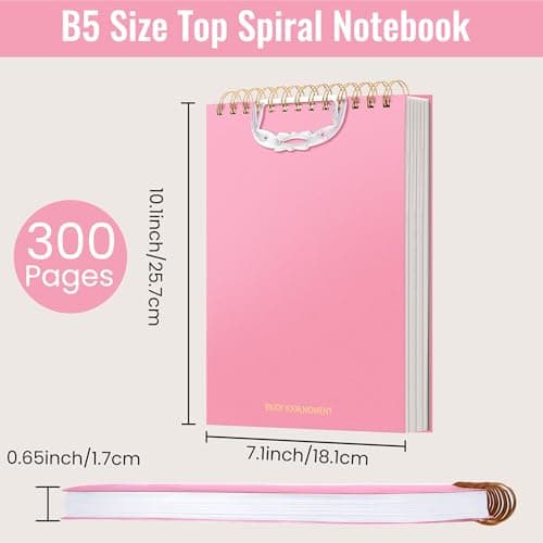 Yoment Top Spiral Notebook, Steno Pads College Ruled, 300 Pages Top Bound Notebook, 7 × 10 Flip Notebooks Left-Handed Notebooks for Work School Office Business, Pink - Thumbnail 4