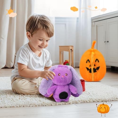 MIAODAM Bunny Stuffed Animal Plush,Reversible Pumpkin Bunny Plushies Pillow, Cute Rabbit Plush Toy Gift for Baby Toddler Girls Boys (11inch) - Thumbnail 6