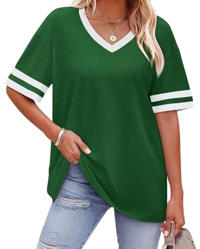 WIHOLL st Patricks Day Shirt Women Blouses Dressy Casual Workout Tops for Women Plus Size Fashion Clothing Oversized Tshirts Short Sleeve Shirts Beach Vacation Clothes Party Business Green XL - Image 1