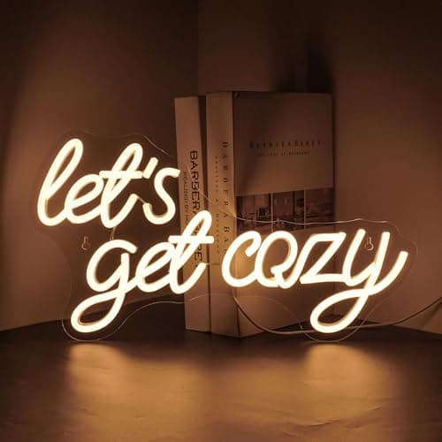 LookLight Let’s Get Cozy Neon Sign,Warm White Led Neon Light,USB Connectivity Neon Sign for Wall Decor,Light Up Sign for Living Room Bedroom Bar Birthday Party - Image 1
