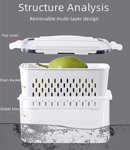 Aagglly Fruit & Vegetable Storage Containers for Refrigerator with Drain Baskets and Airtight Lids, Produce Saver Containers to Keep Berries Lettuce Vegetables Fresh Longer, BPA Free Dishwasher Safe - Thumbnail 2