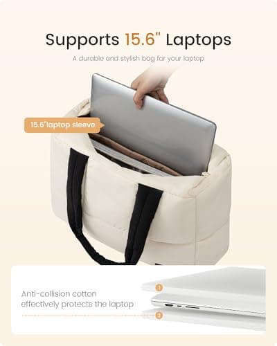 LOVEVOOK 15.6 Inch Laptop Bag for Women, Waterproof Work Tote Zippered for Office Daily - Thumbnail 4