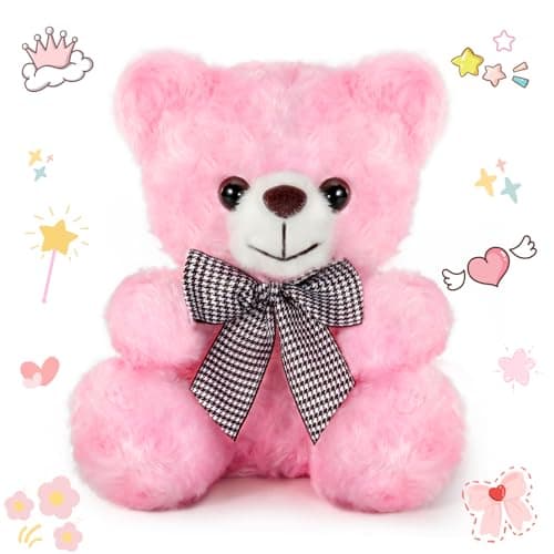 Mothers Day Bear Gifts for Mom, Pink Teddy Bear Stuffed Animal, Valentines Day Gifts for Kids, Bear Gifts for Girlfriend, 8″ Soft Stuffed Bear Toy for Kids 3+, Teddy Bear Baby Shower Deco - Image 1