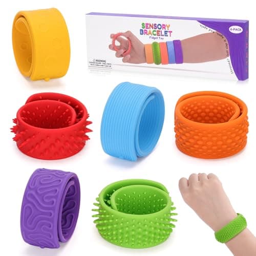 Dalycro 6 PCS Silicone Fidget Toys Slap Bracelets, Sensory Slap Bracelets for Kids and Adults, Textured Fidget Toys for Autism Fun Stress Relief Classroom and Office Travel (Multicolor 1, 6P) - Image 1