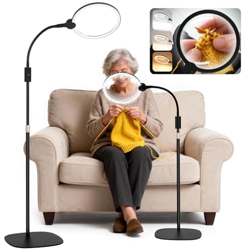Adleageds Magnifying Glass with Light and Stand,Large 7" Magnifying Floor Lamp Flexible Gooseneck,Rechargeable Portable Wireless Lighted Magnifier for Reading, Close Work, Sewing,Crafts, Seniors - Image 1