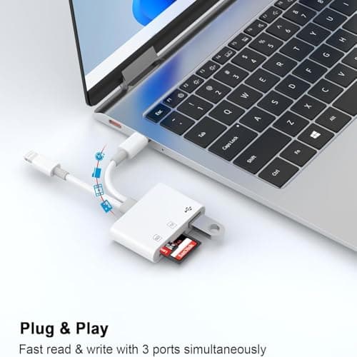 Teilybao Dual Port SD Card Adapter for iPhone, iPad & USB-C Devices, Lightning & USB 3.0 Memory Card Reader for Camera, Supports SD/Micro SD, Plug & Play, No App Needed - Thumbnail 5